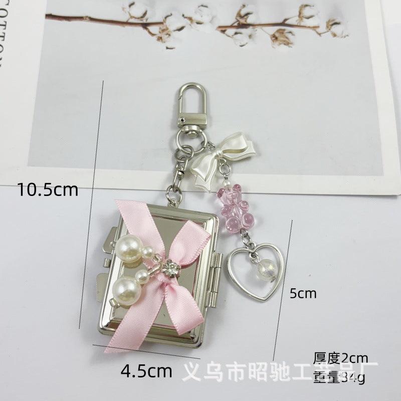 Wholesale Colorful Bow Love Mirror Metal Keychain