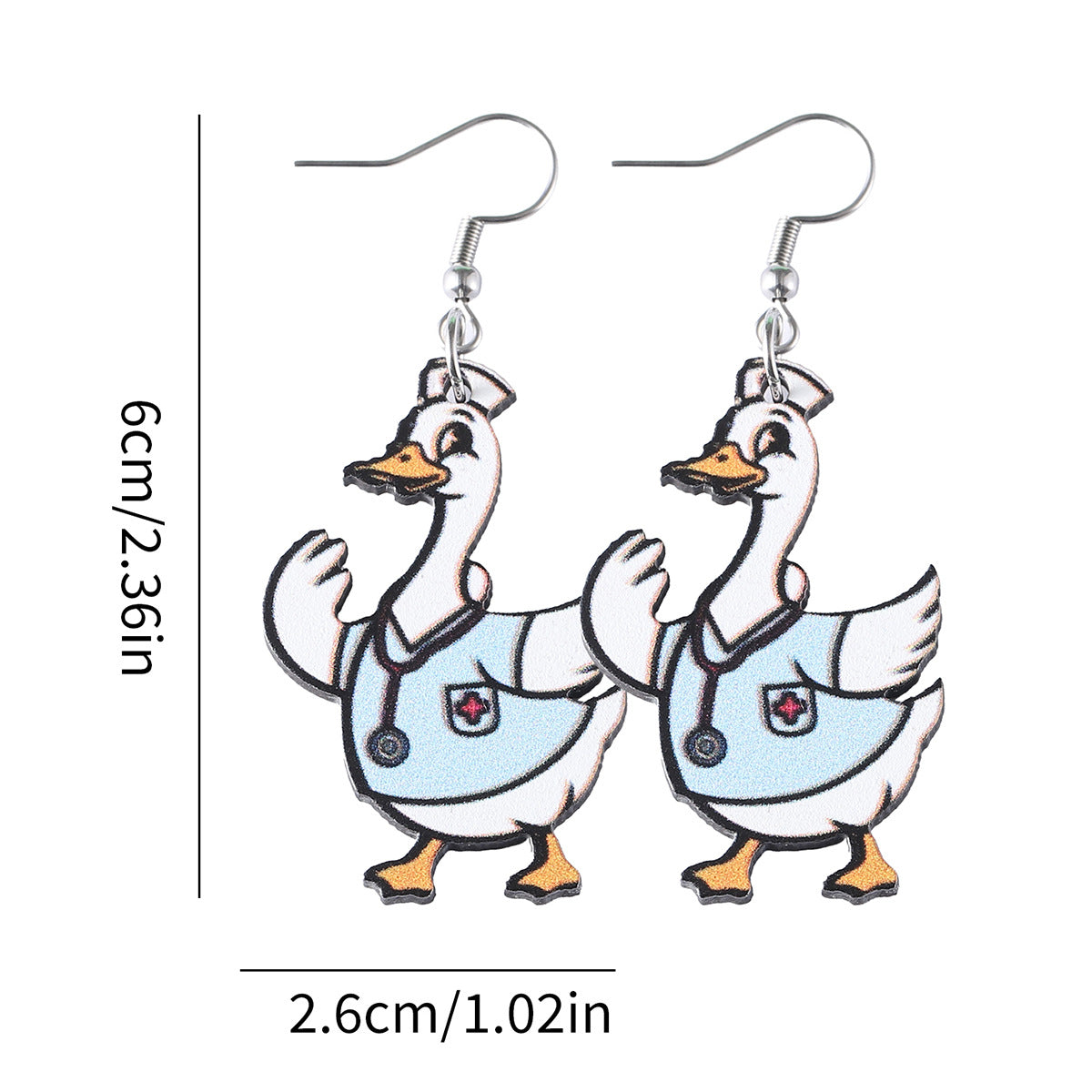 Wholesale Quirky Stethoscope Nurse Goose Double-sided Earrings