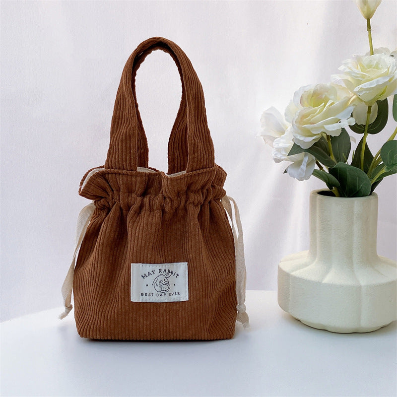 Wholesale Corduroy drawstring bag large capacity hand-held canvas bag