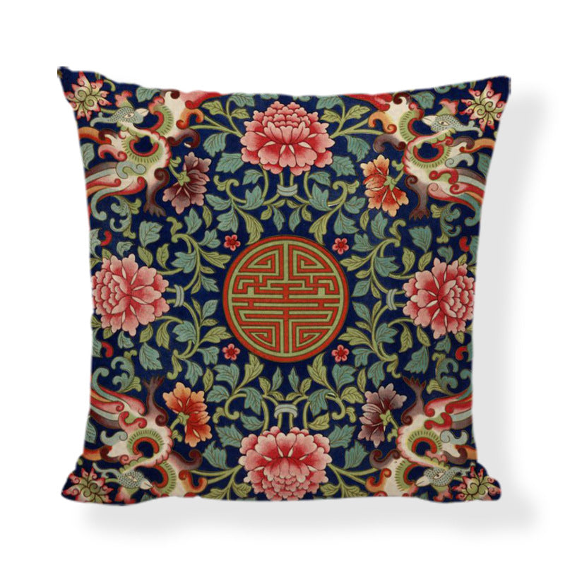 Wholesale Ethnic Style Retro Prints Polyester Linen Pillowcase