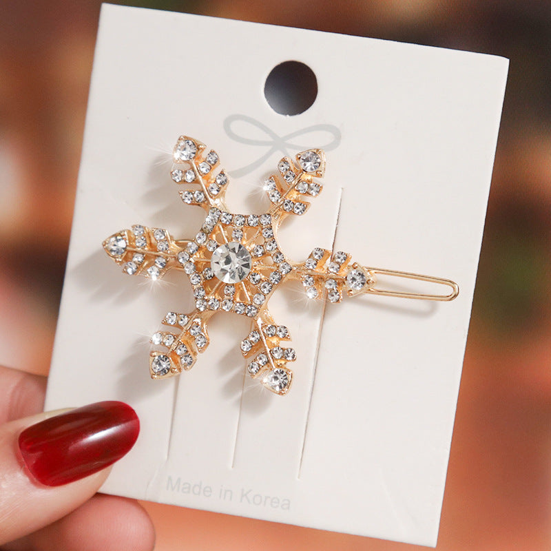 Wholesale Diamond Inlaid Snowflake Bow Hair Clips
