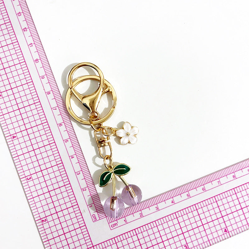 Wholesale Red cherry pendant fruit key metal keychain