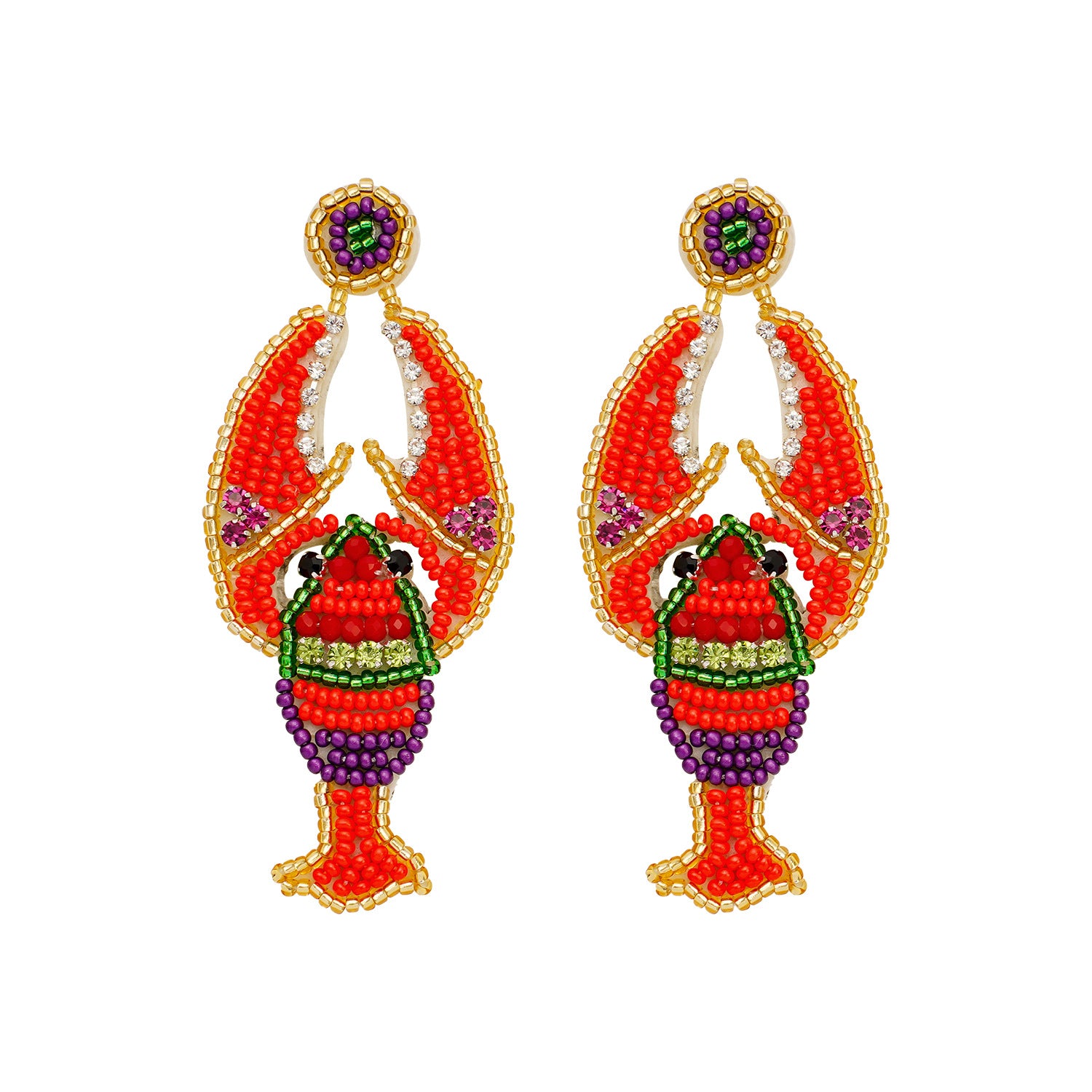 Wholesale Design Sense Lobster Rice Beads Earrings Light Luxury High-end Autumn and Winter Fashion Elegant Carnival Earrings