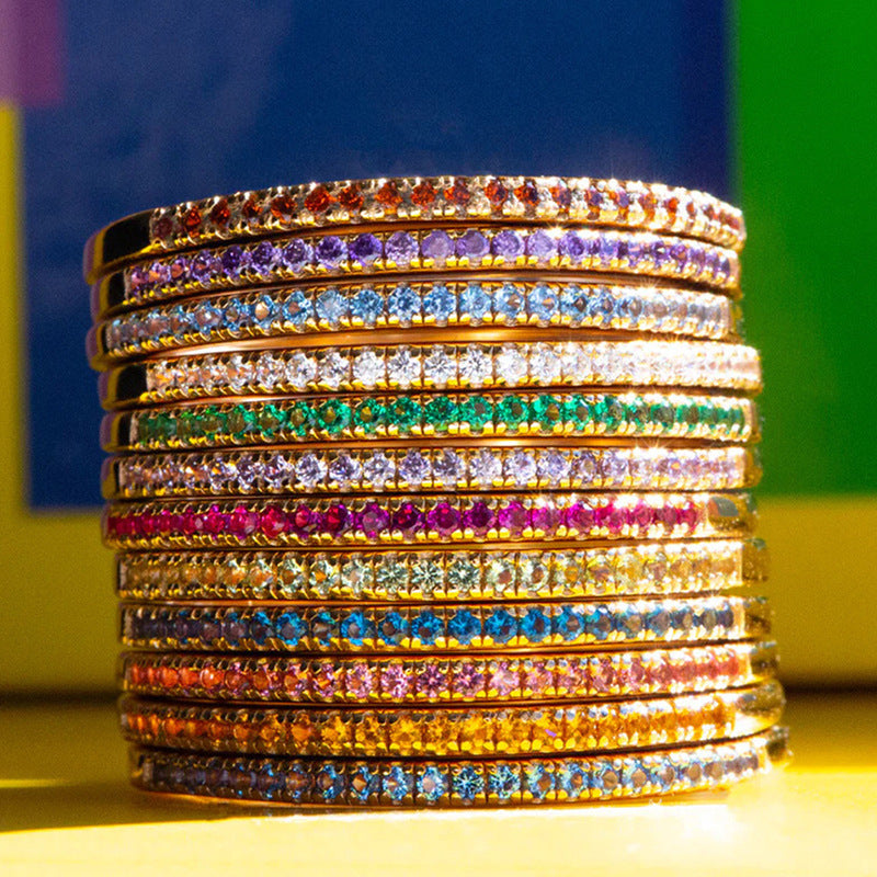 Wholesale colorful diamond niche high-end stainless steel ring ring