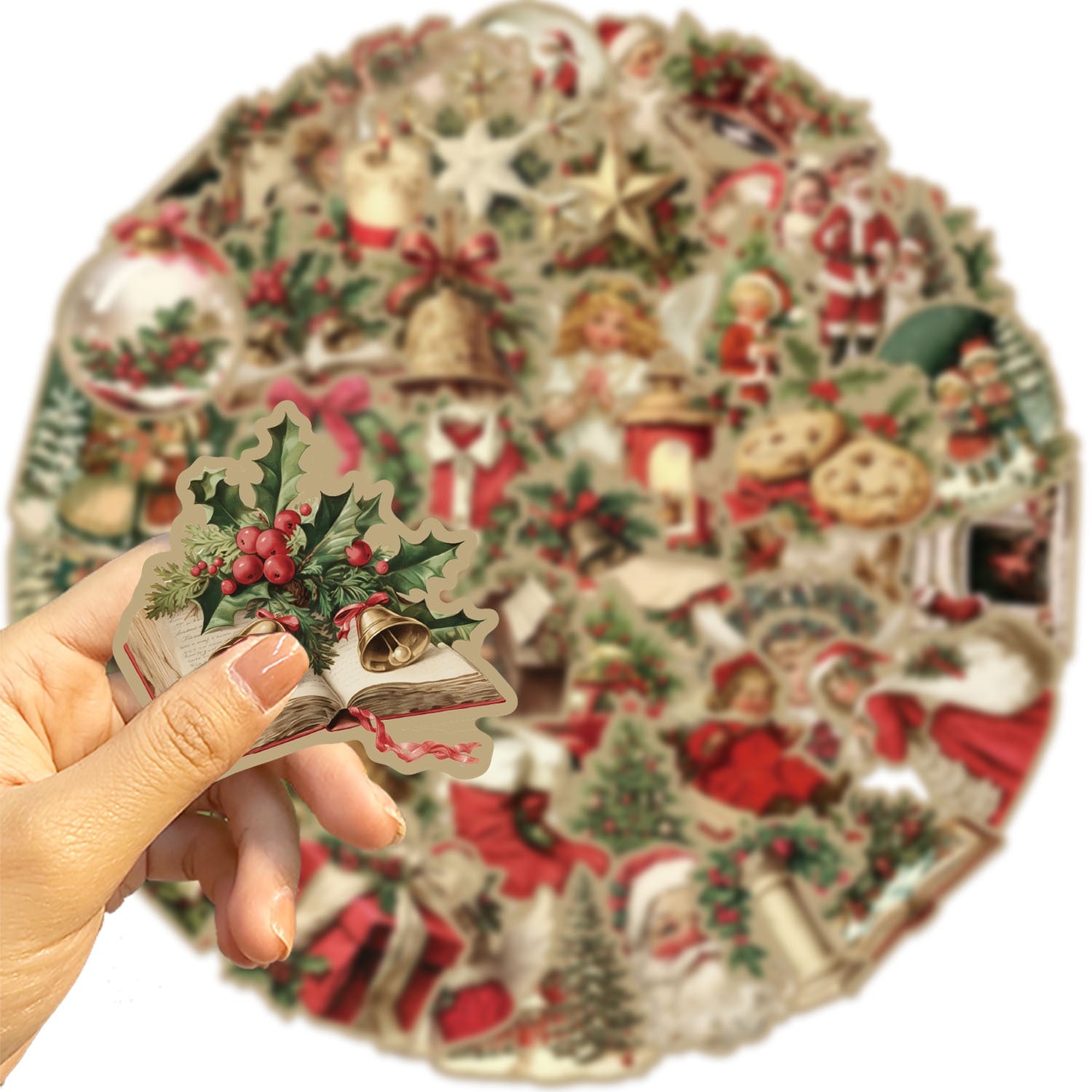 Wholesale 50pcs Retro Christmas Holiday Stickers Waterproof Decals