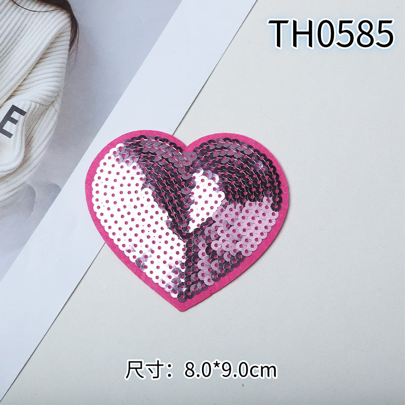 Wholesale 10pcs Multi colored love sequins cartoon embroidery DIY Patches