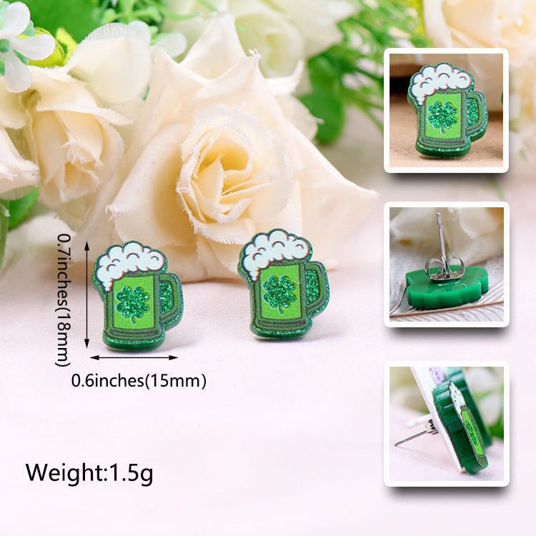 Wholesale St. Patrick's Day Beer Acrylic Earrings