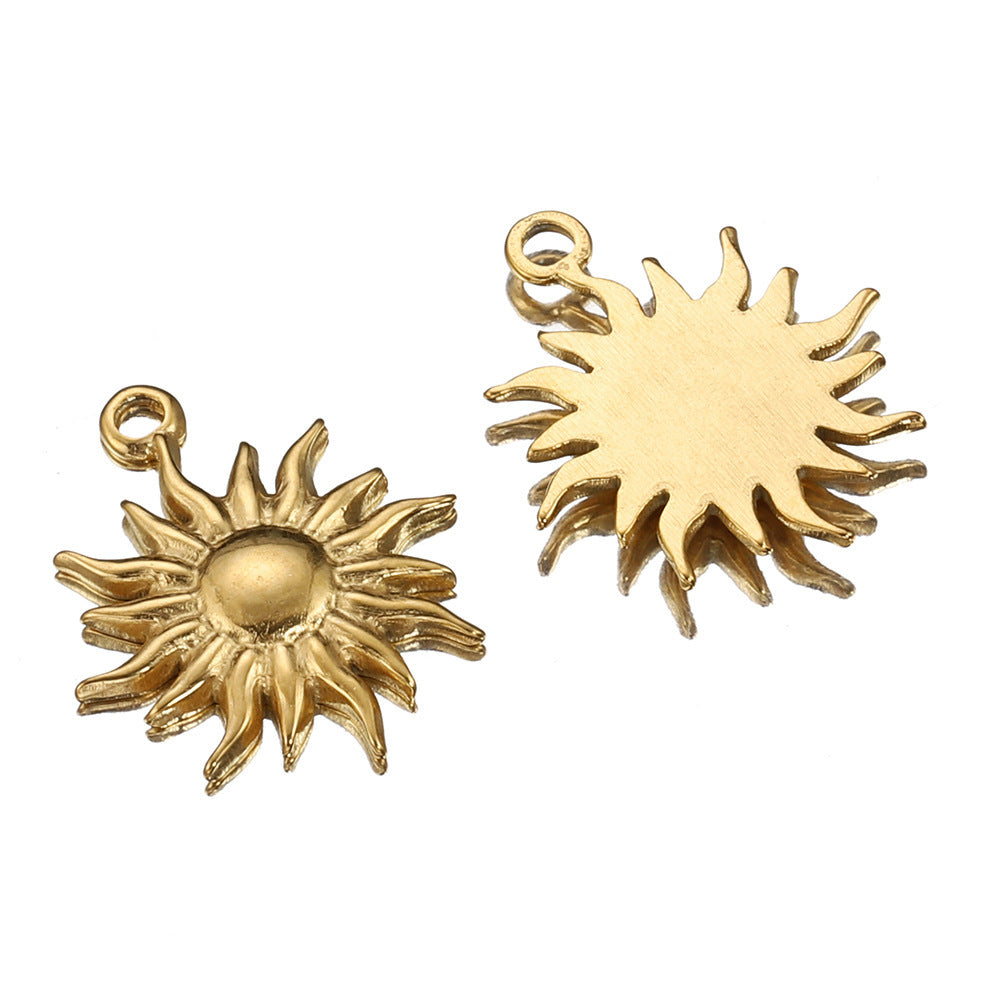 Wholesale 5pcs Stainless Steel Hydraulic Pendant Heart Shaped Sun Pendant Diy Accessories