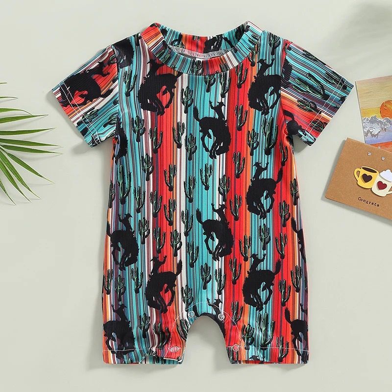 Wholesale Cotton Cactus Aztec Pattern Baby Jumpsuit