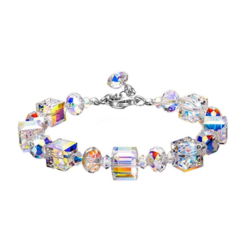 Wholesale 8MM Austrian Sugar Cube Crystal Colorful Bracelet