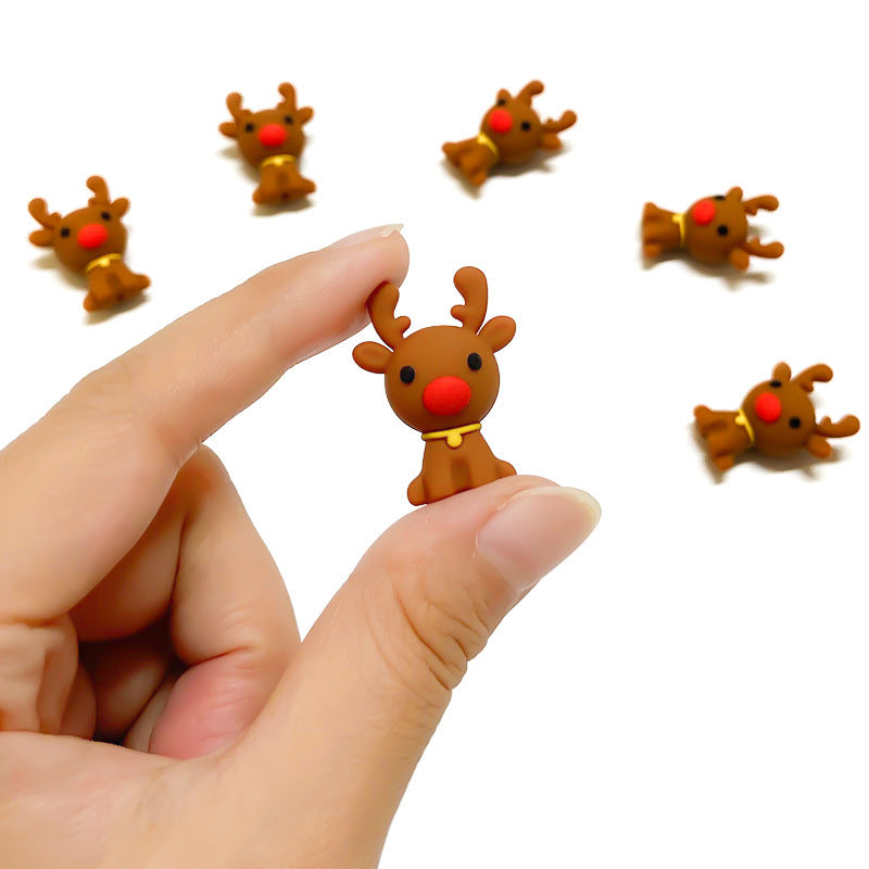 Wholesale 10pcs Christmas Cute Stereo Mini Elk Creative  Focal Beads