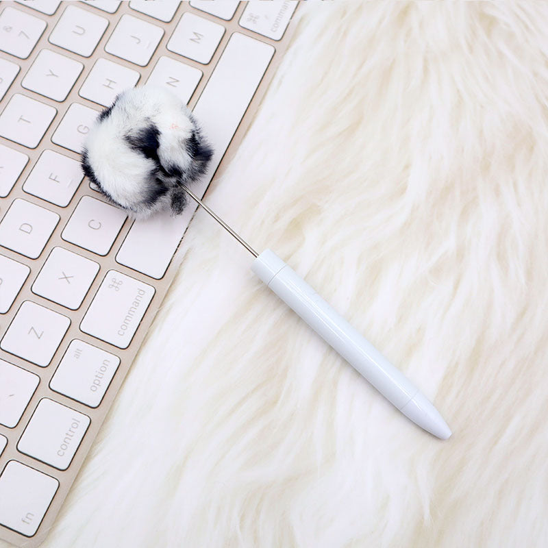 Wholesale New Plush Ball Bead Pen Creative DIY Handmade Plastic Plush Ball Beaded Ballpoint Pen High Value Plush Pen