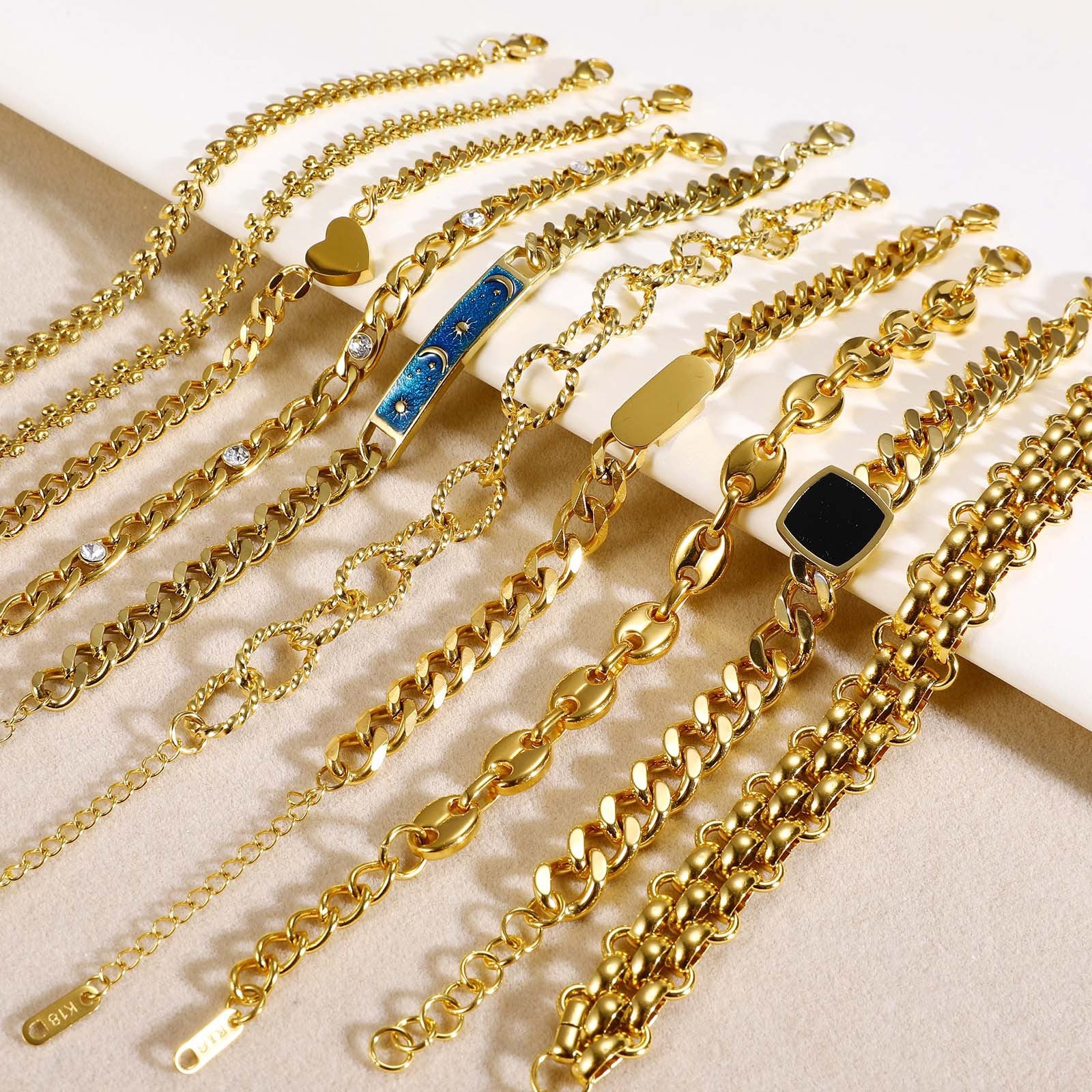 Pulseras de acero inoxidable de cadena gruesa de circón al por mayor