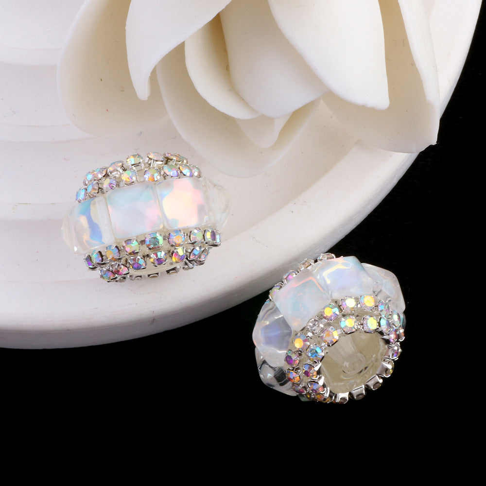 Wholesale 10pcs Square cat's eye flat beads can be worn straight hole beads DIY