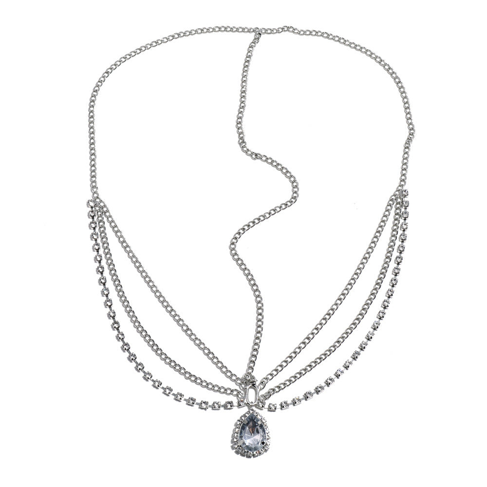 Wholesale bride forehead head jewelry rhinestone chain water drop crystal tassel