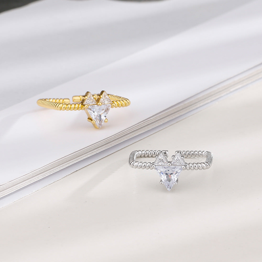 Wholesale Geometric Twist Rope Fried Dough Twists Flash Drill Love Copper Ring