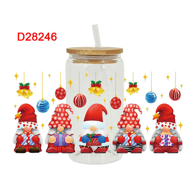 Wholesale Red Christmas Cartoon Series  16oz Cup UV DTF Wraps