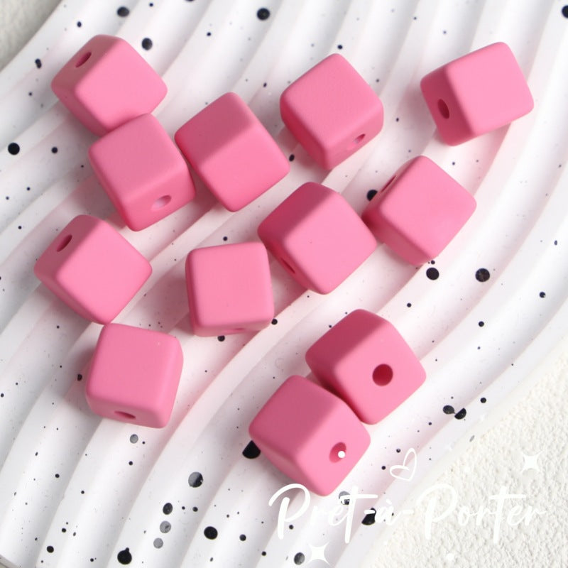 Wholesale 10pcs DIY Square Rubber Beads Macaron Color Square Beads
