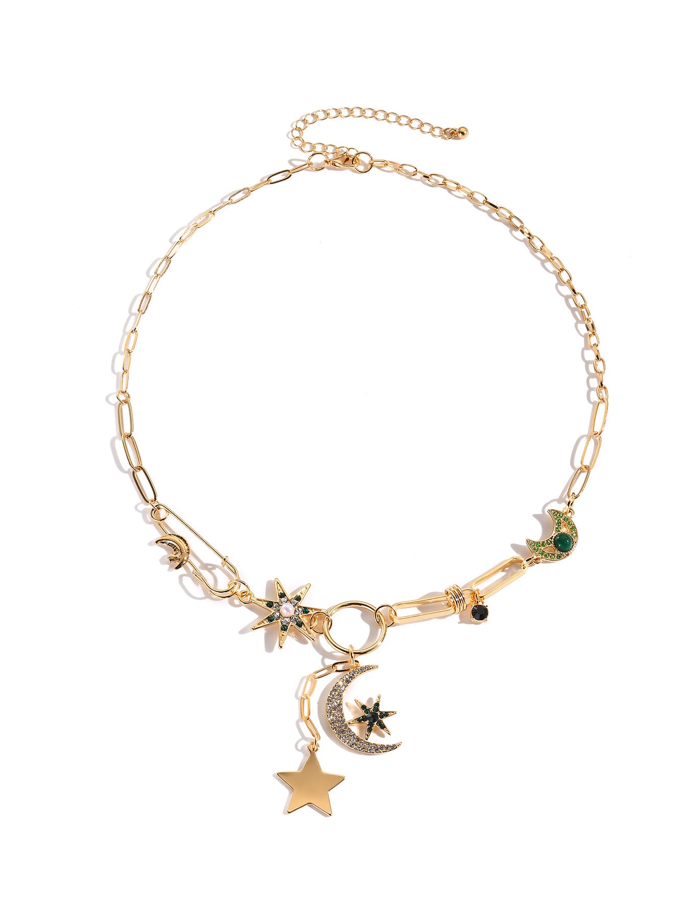 Wholesale Mysterious Coin Diamond Relief Small Pendant Bib Necklace