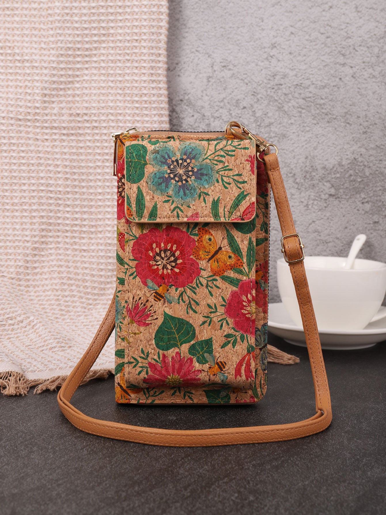 Wholesale Vintage Bohemian Style Wallet, Wood Grain Mobile Phone Bag, Zero PU Wallet