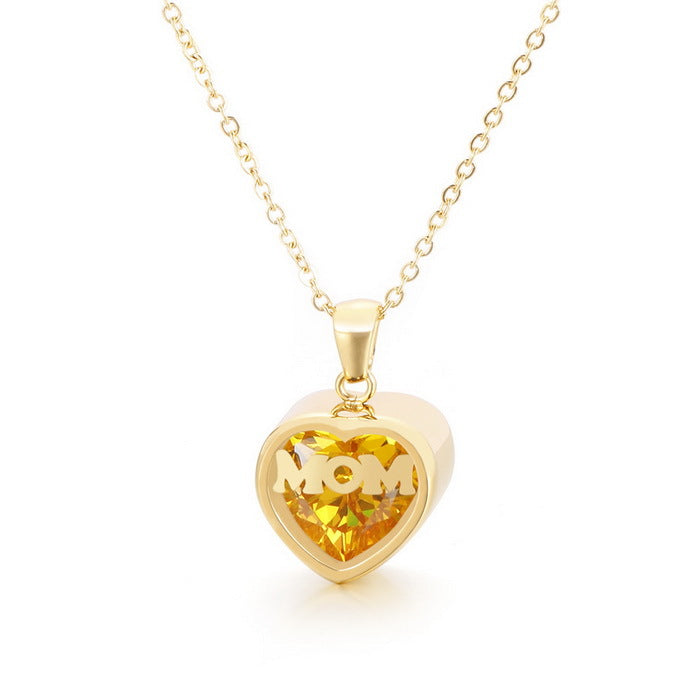 Wholesale new mother's day gift stainless steel heart-shaped necklace