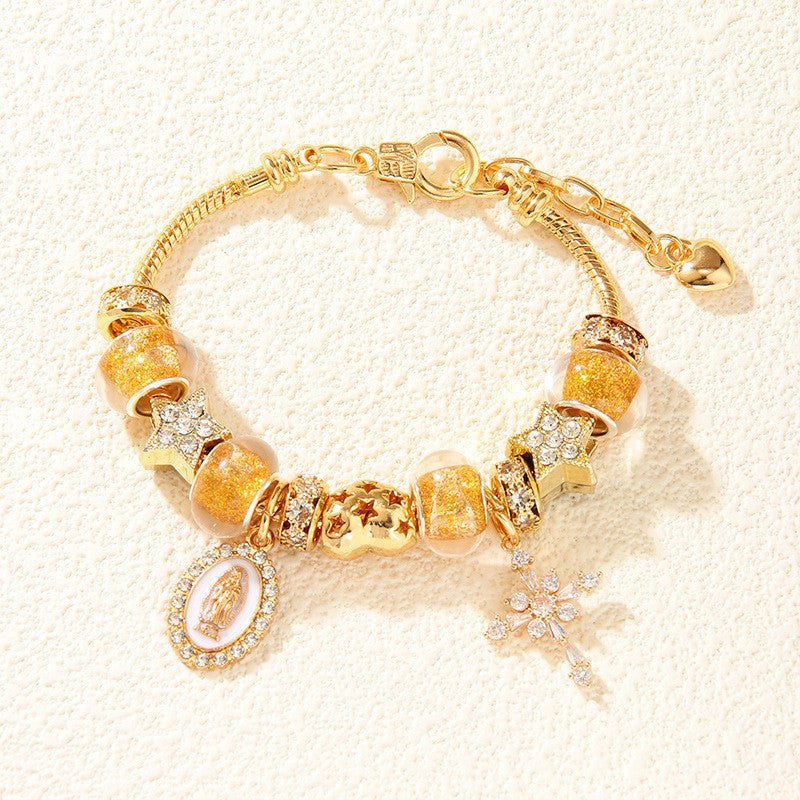 Wholesale DIY Blue Devil Eye Glass Diamond Star Bracelet