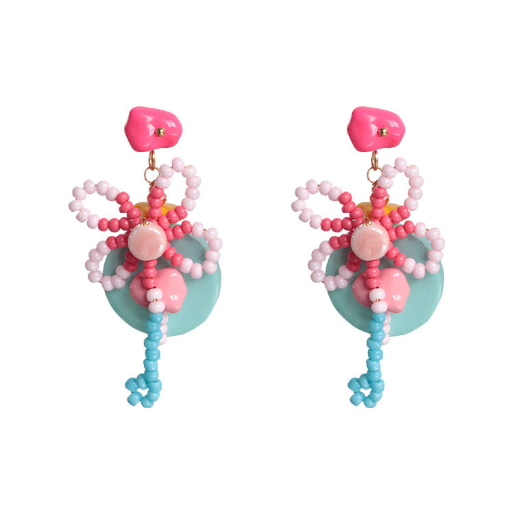 Wholesale Beaded Flower Stud Earrings