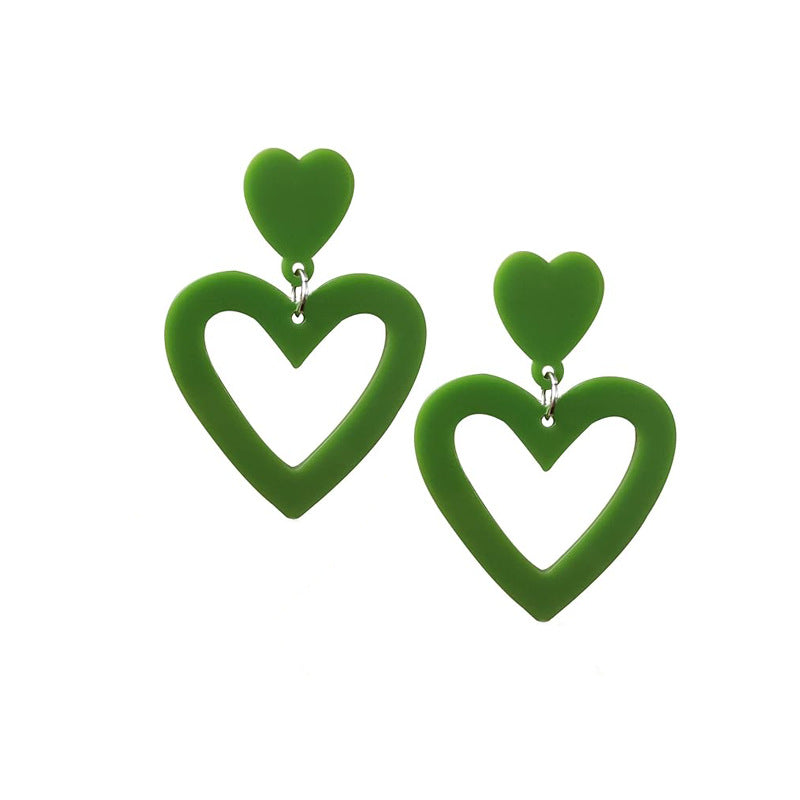 Wholesale prom party acrylic earrings water drop hollow love Valentine's day geometric love earrings