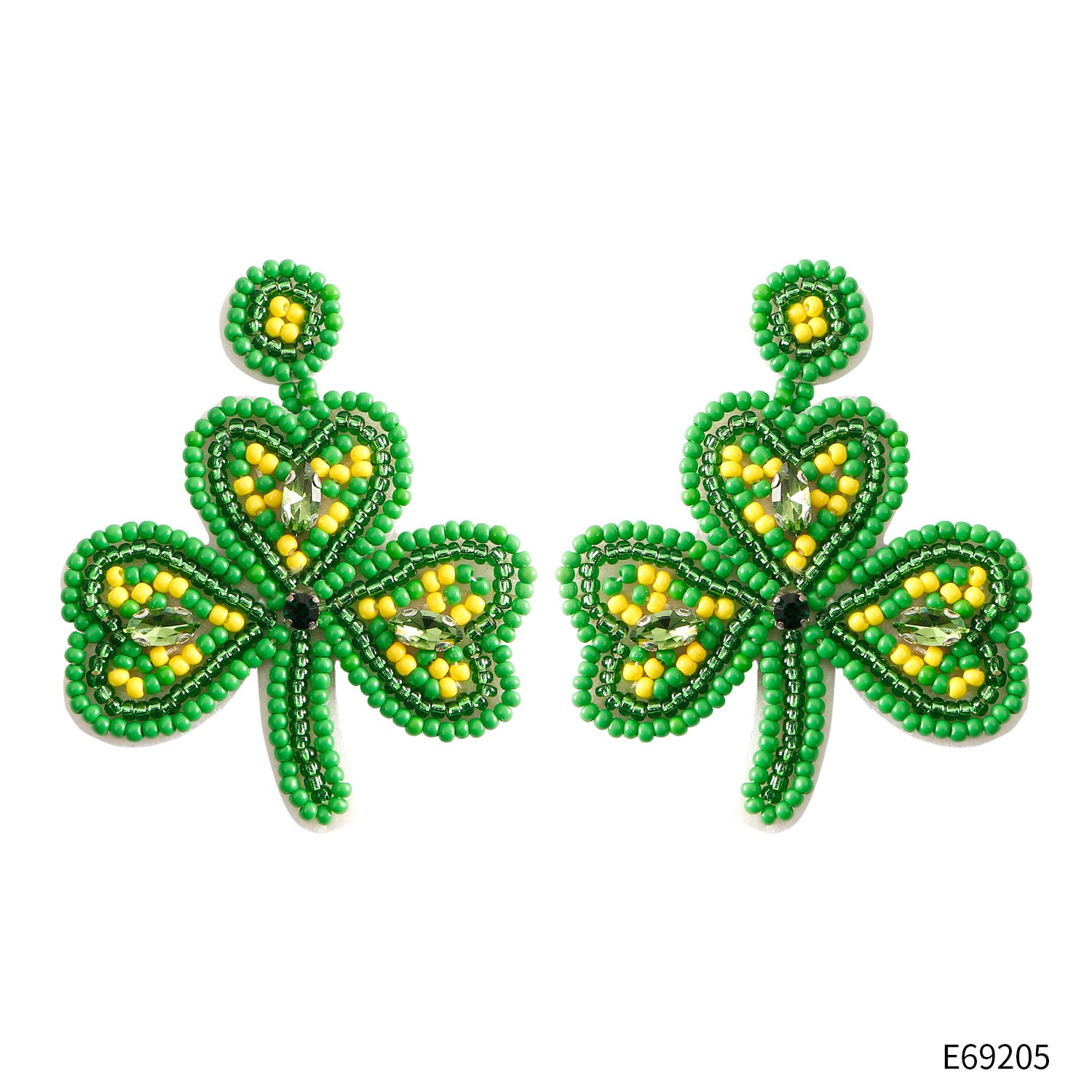 Wholesale St. Patrick's Day Clover Rice Ball Earrings