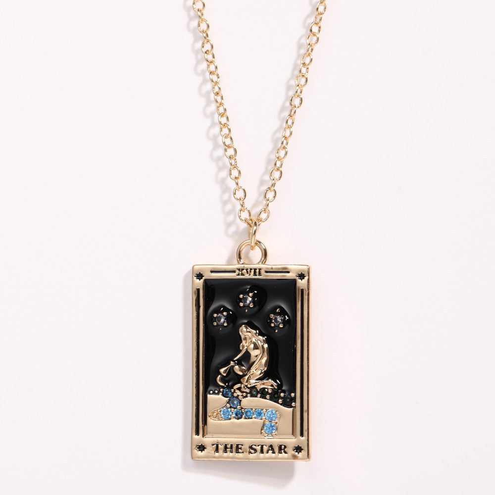 Wholesale TAROT Brand Tarot Necklace with Diamond Drops of Oil Plated with Gold