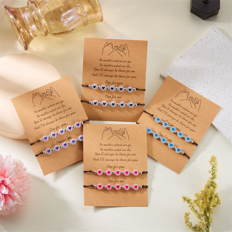 Wholesale Luminous Love Braided Adjustable Bracelet Set