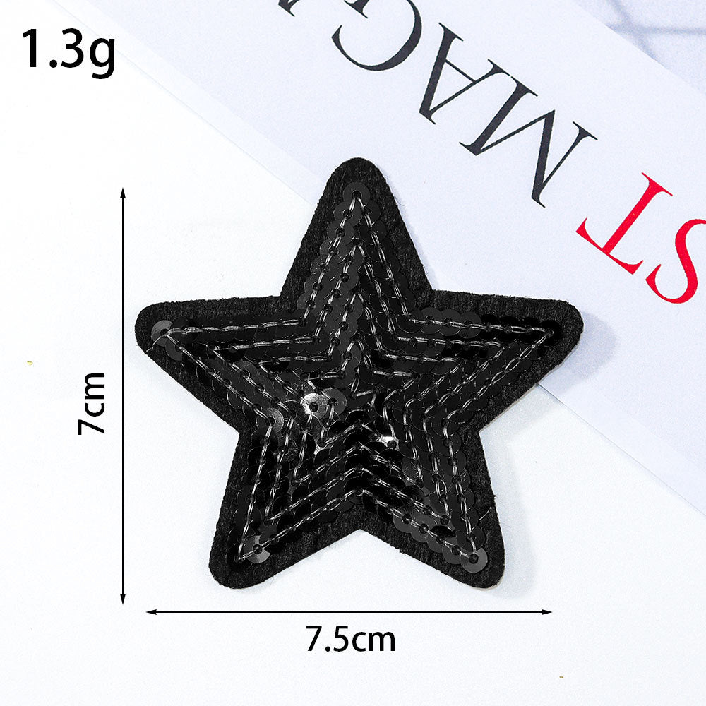 Wholesale Glitter sequined fabric patches,  multi-colored star DIY Patches