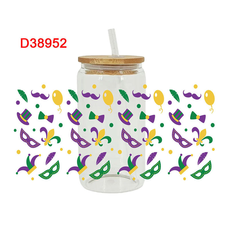 Wholesale UV transfer sticker for glass cups crystal label crystal sticker 16OZ UV DTF WRAPS