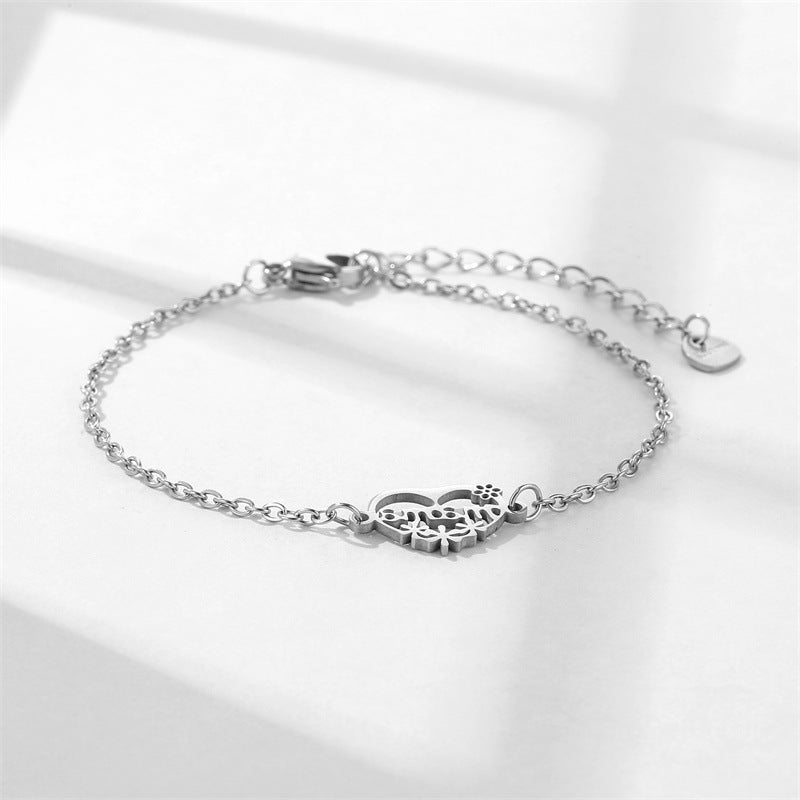 Wholesale Titanium Steel  Mother's Day Bracelet Heart Bracelet