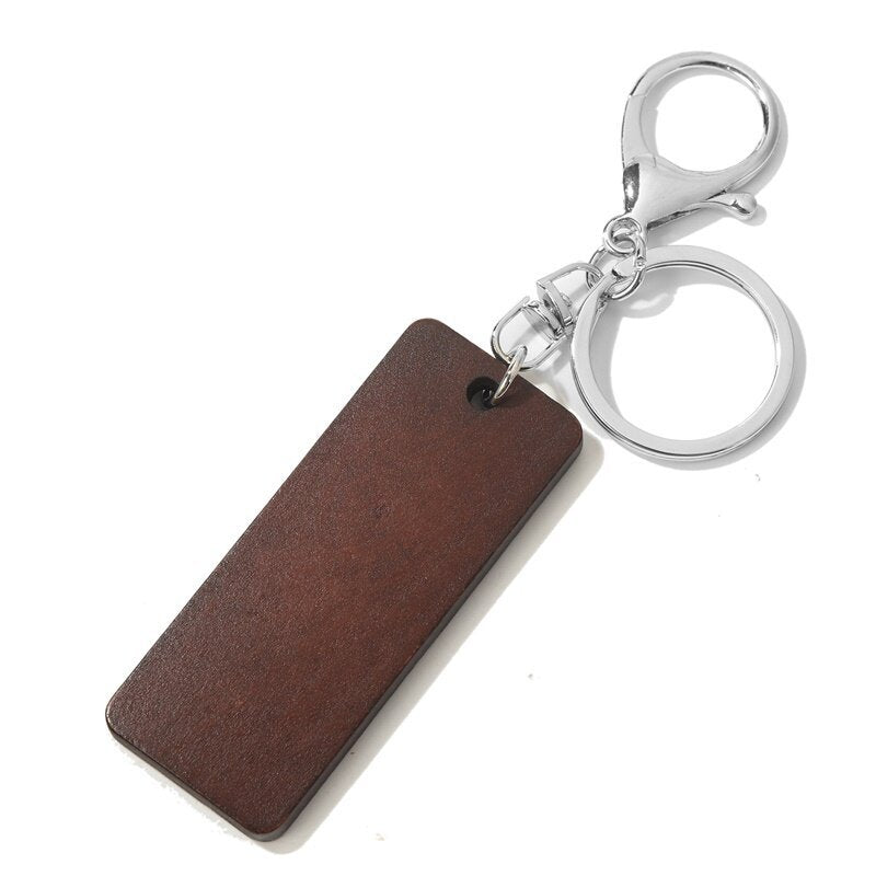 Wholesale 10pcs DIY Blank Wood Chip Keychain