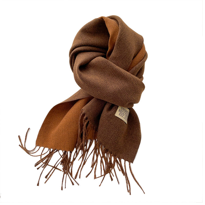 Wholesale Double-sided Solid Color Scarf for Women Autumn and Winter Thickened Imitation Cashmere Tassel Shawl