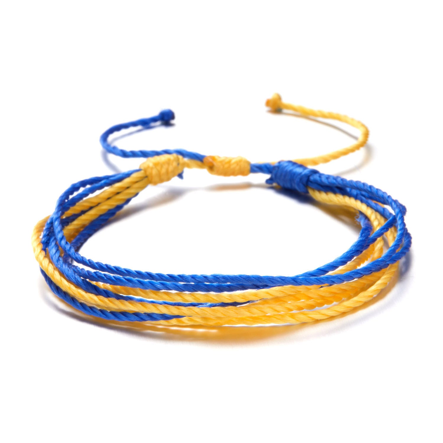 Wholesale Creative Color Matching Yellow and Blue Handwoven Adjustable Bracelet