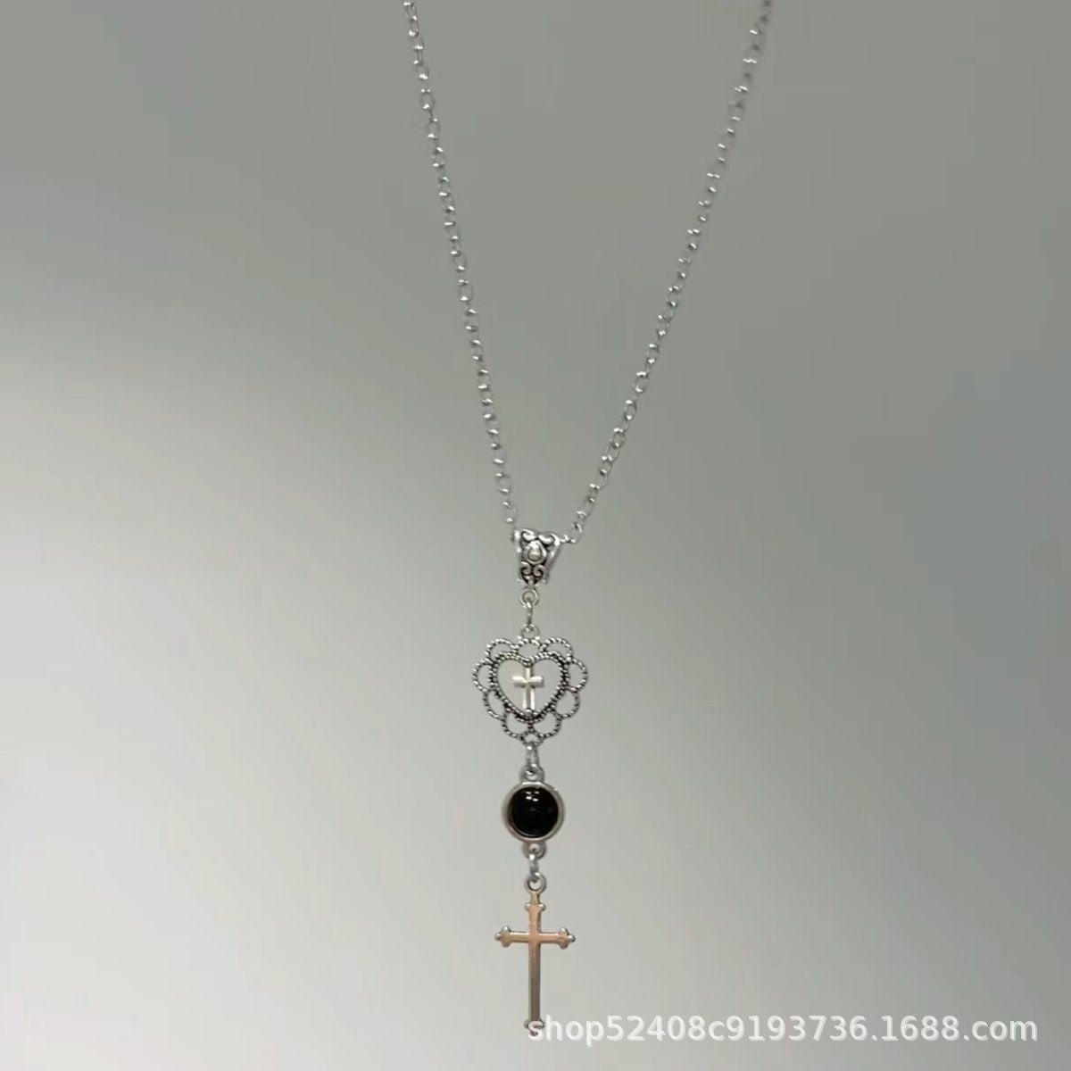 Wholesale Titanium steel retro dark subculture cross necklace