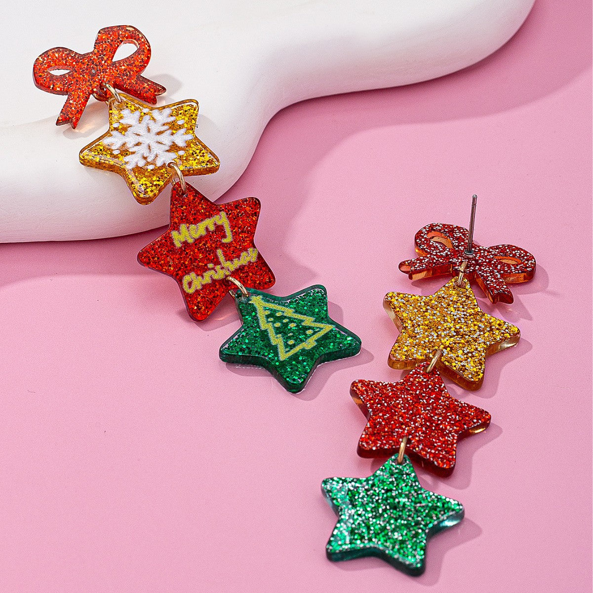 Wholesale Christmas Tree star Acrylic Earrings