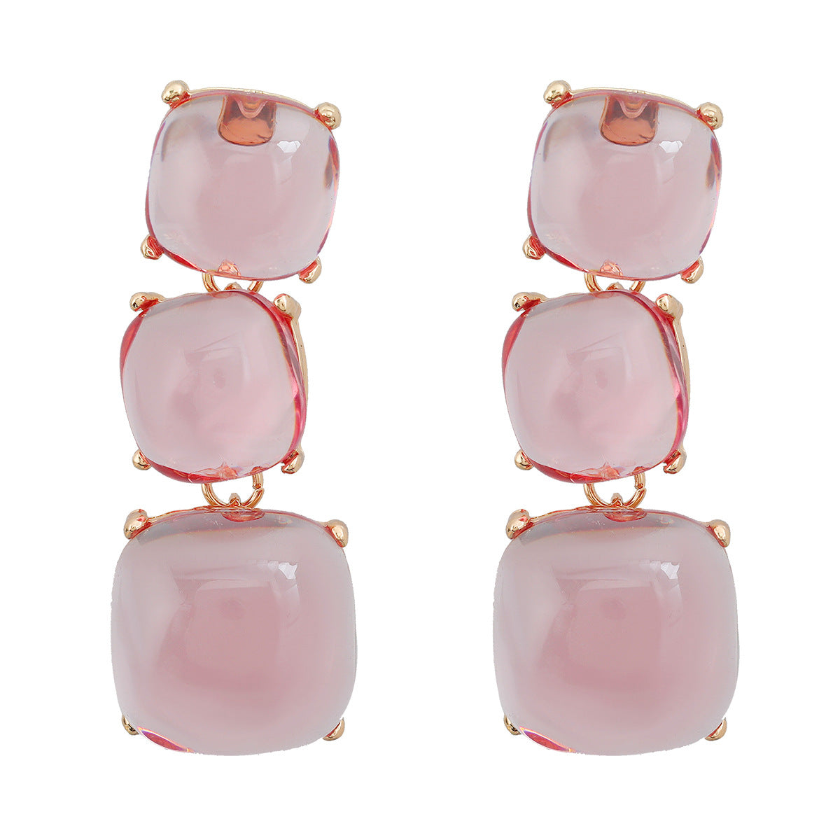 Wholesale Geometric Multi-layered Square Alloy Resin Earrings