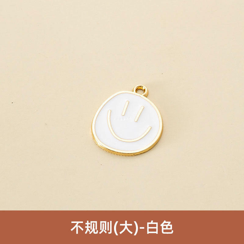 Wholesale Oil Drop Pendant Asymmetrical Funny Smiley Face Pendant Earrings Necklace Personality Pendant DIY Jewelry Accessories