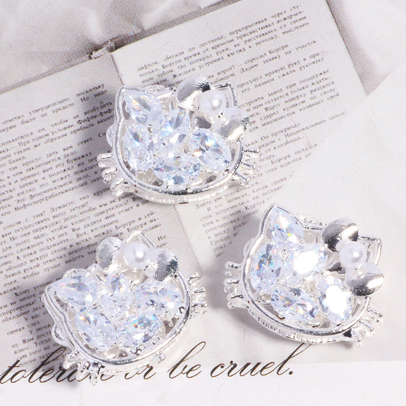 Wholesale Cat Rhinestone Straight Hole Loose Bead DIY