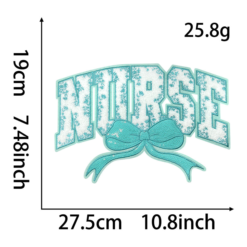 Wholesale Large 28Cm Nurse Sequin Embroidered Patch Hot Melt Glue For Coats And ets Chic DIY Craft Supply