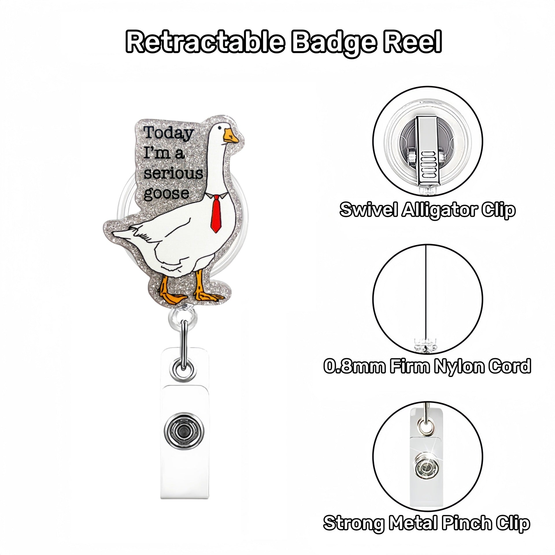 Wholesale Acrylic Fun Glitter Retractable Badge Keychain