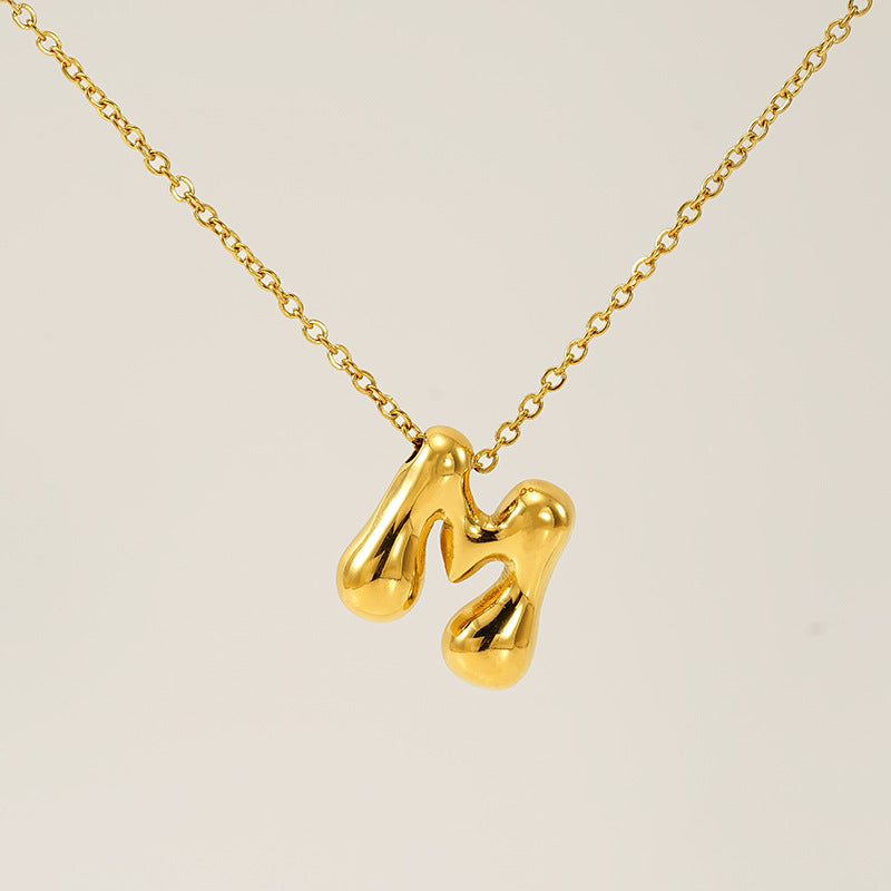Wholesale Glossy bubble letter necklace for women 26 English letter pendants