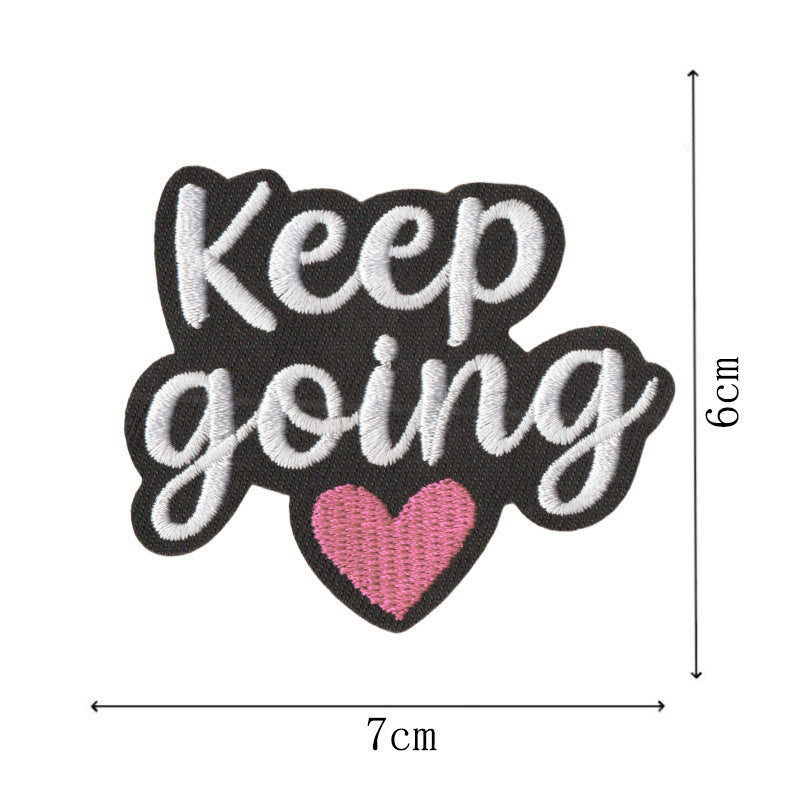 Wholesale Boutique Rainbow Heart Inspirational Quote Iron On Patches Black White Embroidered Appliques For ets Polyester Cotton Set Of 9