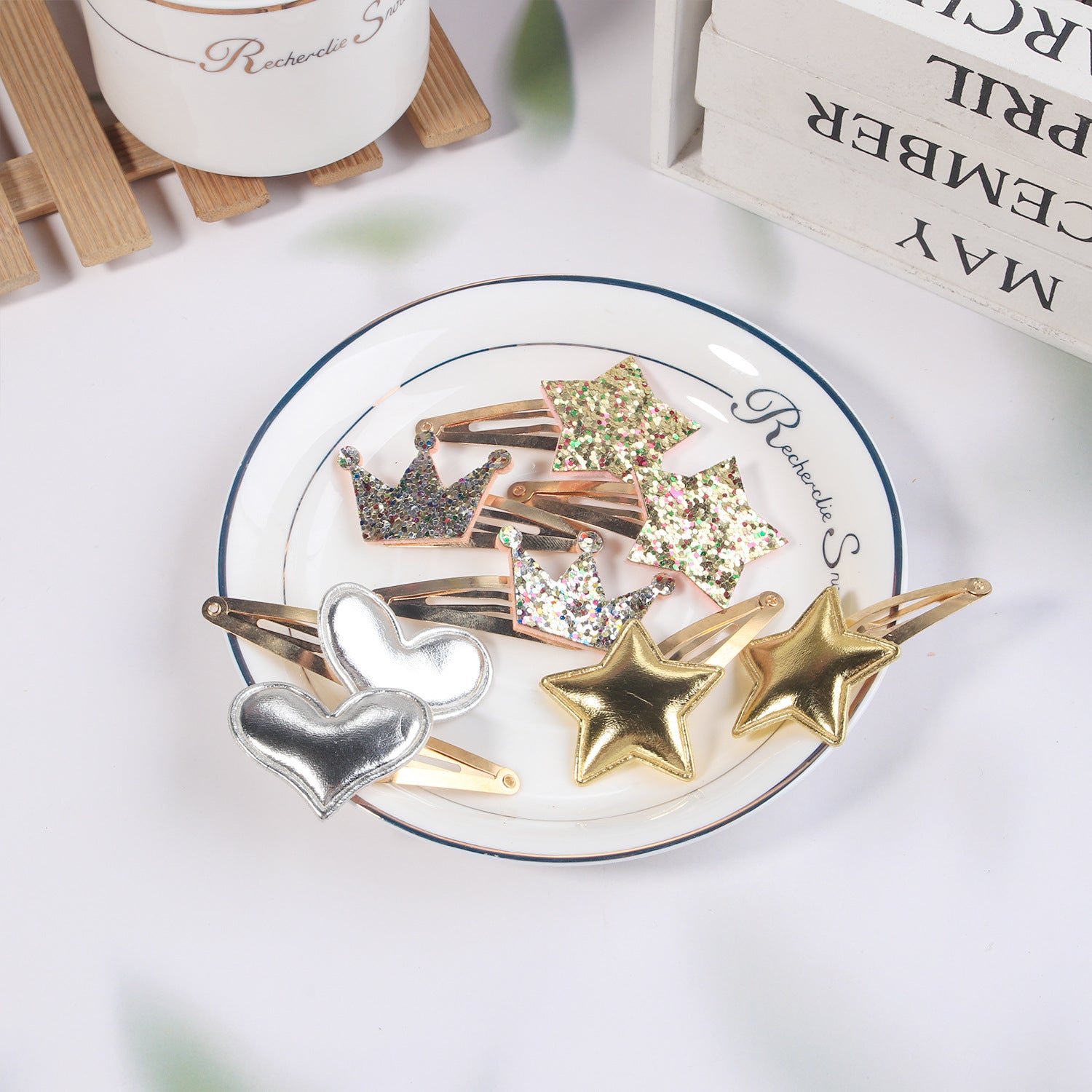 Al por mayor lindas estrellas de lentejuelas del corazón de mariposa golpes de cabello clips