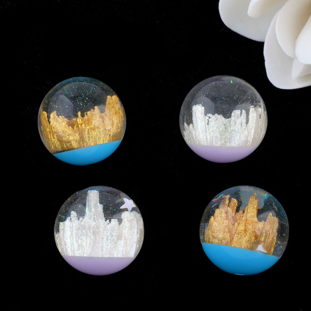 Wholesale 6pcs Acrylic Beads in Beads  Castle Half Hole Beads Pen Cap