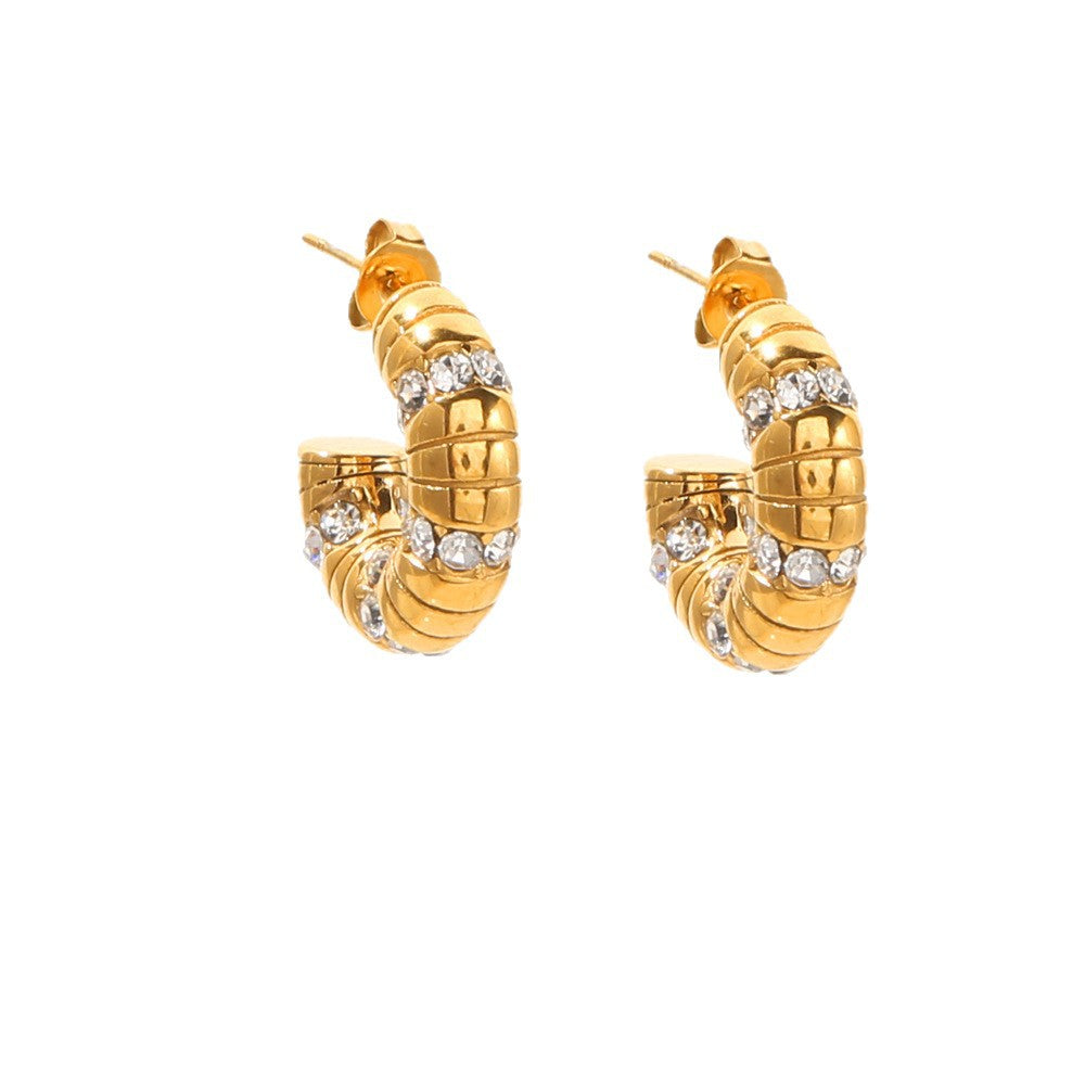 Wholesale Titanium Alloy Gold-Colored Earrings Luxury Style