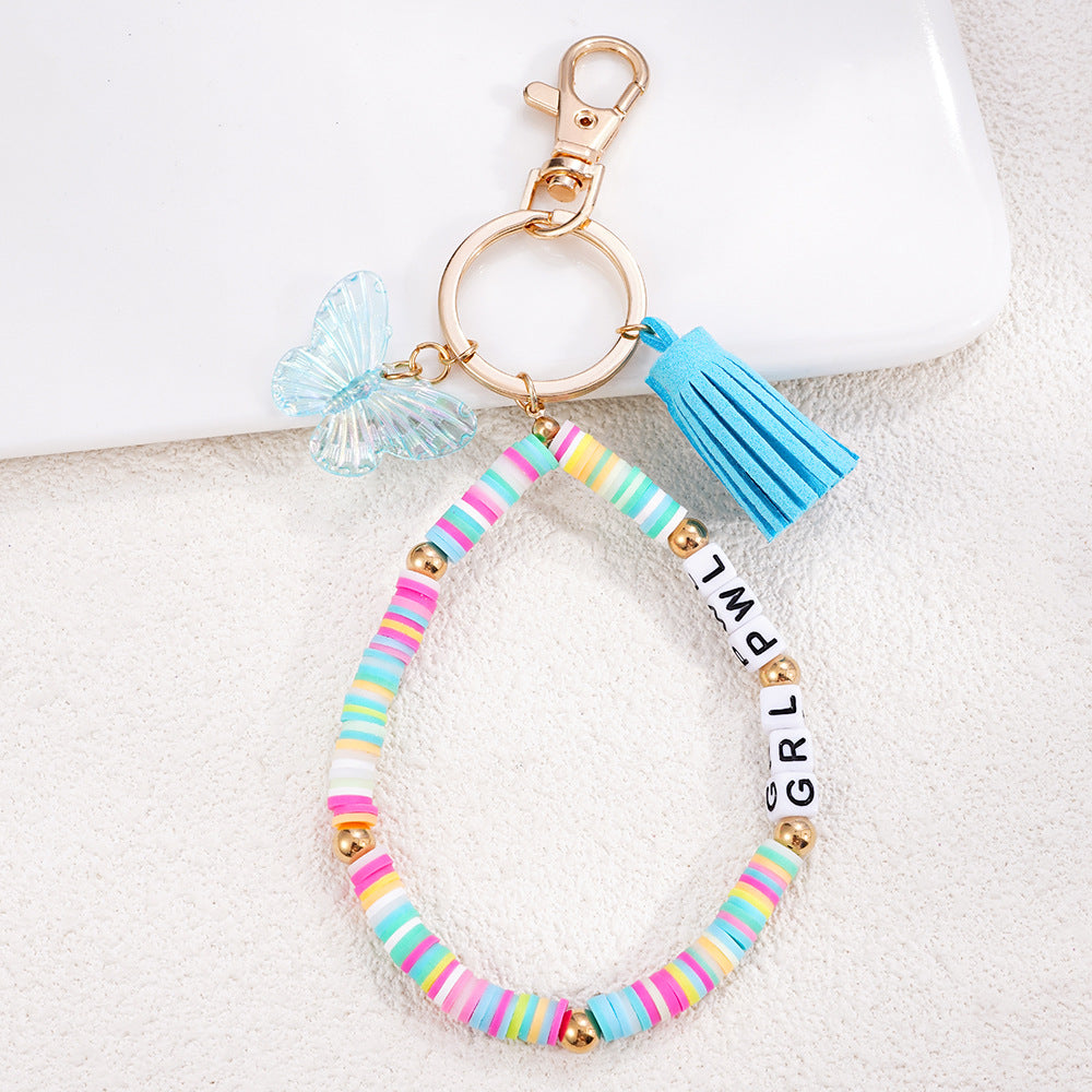 Wholesale Handmade Beaded Accessories English Letter Keychain